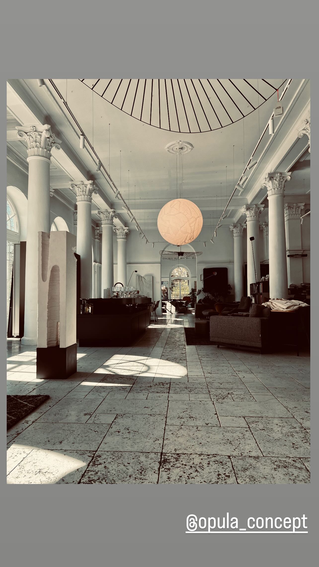 The neoclassical hall with dome lamp