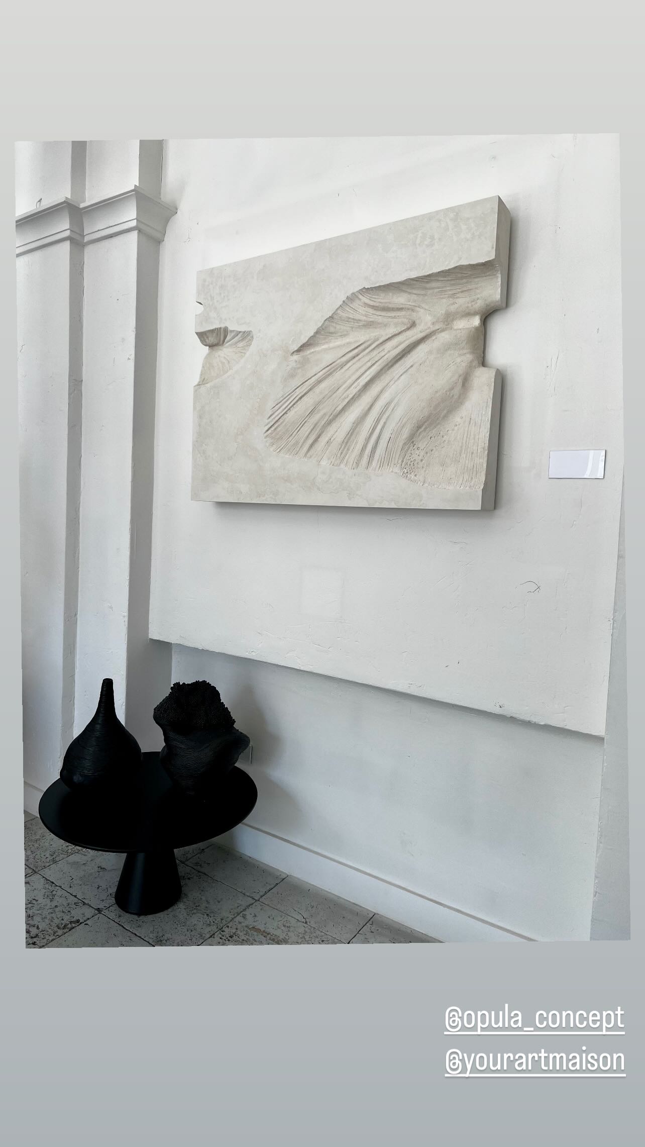 White relief with black vessels